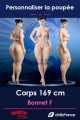 Corps en silicone GameLady 169 cm bonnet F, silhouette aux courbes prononcées, à personnaliser avec visage, peau et détails i