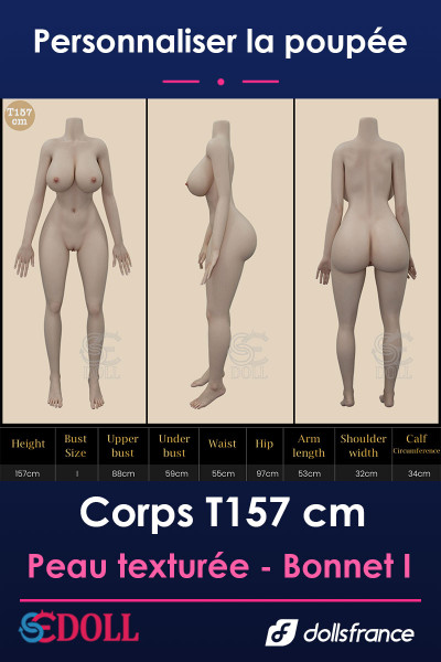 Corps de poupée SEdoll 157 cm, bonnet I, peau texturée, silhouette à personnaliser