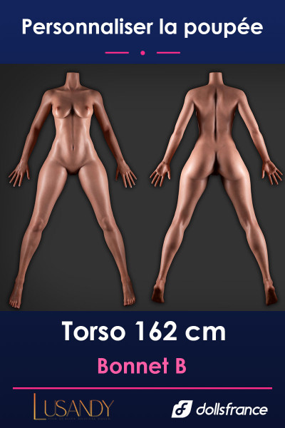 Corps silicone Lusandy 162 cm bonnet B, silhouette féminine aux hanches larges et fessier rebondi sans tête
