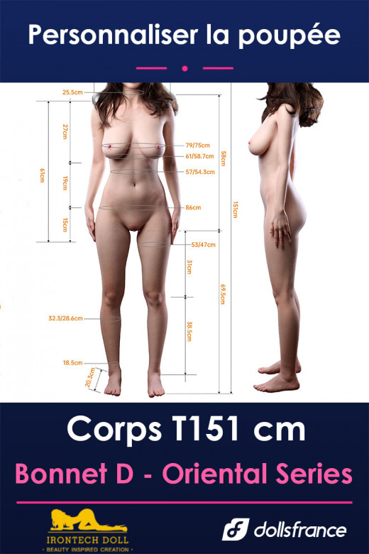 Corps silicone IronTech 151 cm bonnet D, silhouette féminine à personnaliser Oriental Series