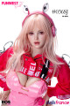 Lily sexdoll silicone 157cm bonnet G, tenue latex rose, oreilles de lapin, pose dynamique