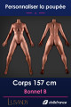 Corps silicone Lusandy 157 cm bonnet B, silhouette féminine à personnaliser, vue de face et dos