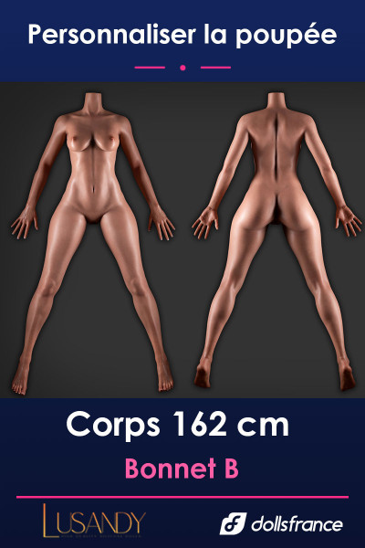 Corps silicone Lusandy 162 cm bonnet B, silhouette féminine aux hanches larges et fessier rebondi sans tête