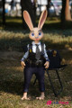Sexdoll Rabbitie en silicone, lapine policière 120cm signée Dolls Castle