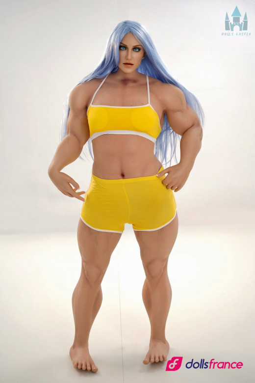 Sexdoll en silicone Kali de Dolls Castle, 160cm, cheveux bleus et corps musclé