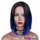 Perruque bicolore noire et bleue