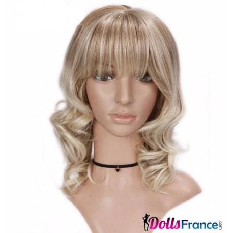 Perruque blonde à frange et boucles