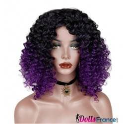 Perruque afro bicolore violette