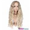 Perruque longue blonde décolorée bouclée