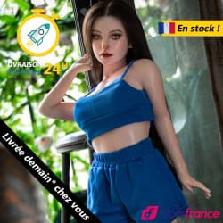 Mini doll silicone Eva en robe bleue en stock 100cm IronTech