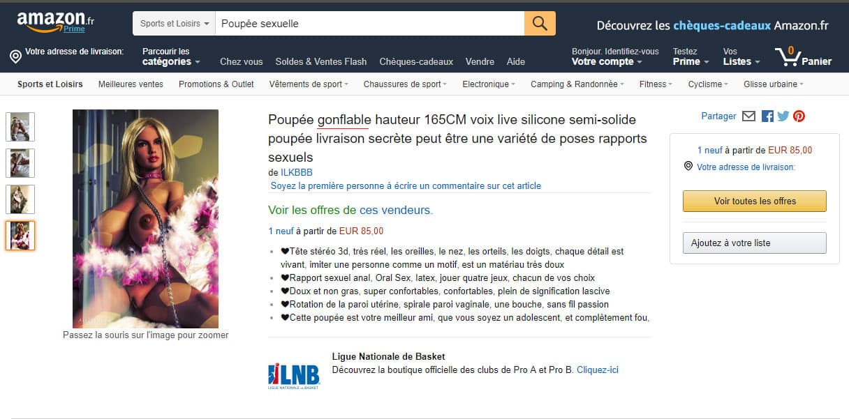 Arnaque vente de poupée réaliste silicone tpe sur Amazon