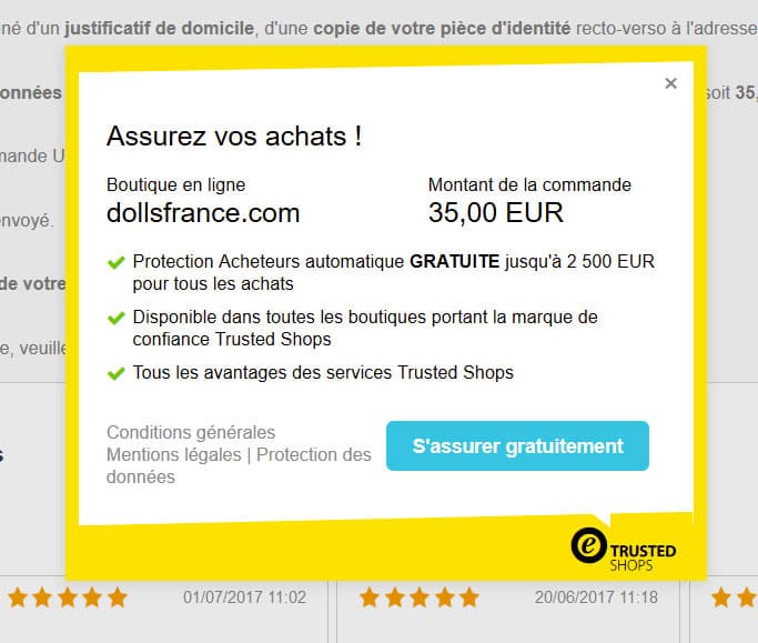 Souscrire à l'assurance DollsFrance avec Trusted Shops