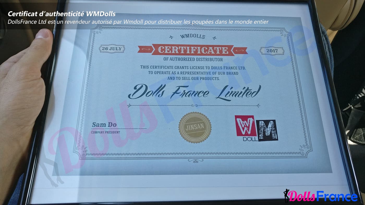 Certificat de revendeur agréé par Wmdolls