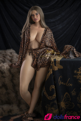 Celine sex doll en silicone blonde avec t&eacute;tons et chatte rose ROS MAX 164cm IronTech