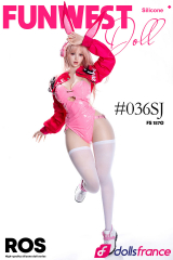 Lily sexdoll en silicone DJ lapine sexy en tenue latex rose 157cm G-cup FunWestDoll