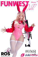 Lily sexdoll en silicone DJ lapine sexy en tenue latex rose 157cm G-cup FunWestDoll