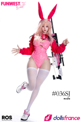 Lily sexdoll en silicone DJ lapine sexy en tenue latex rose 157cm G-cup FunWestDoll