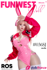 Lily sexdoll en silicone DJ lapine sexy en tenue latex rose 157cm G-cup FunWestDoll