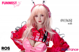 Lily sexdoll en silicone DJ lapine sexy en tenue latex rose 157cm G-cup FunWestDoll