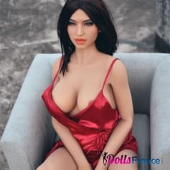 Poupée Celia en brune tenue de satin sexy 165cm 6YE