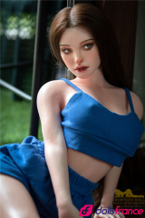 Mini doll silicone Eva en robe bleue en stock 100cm IronTech